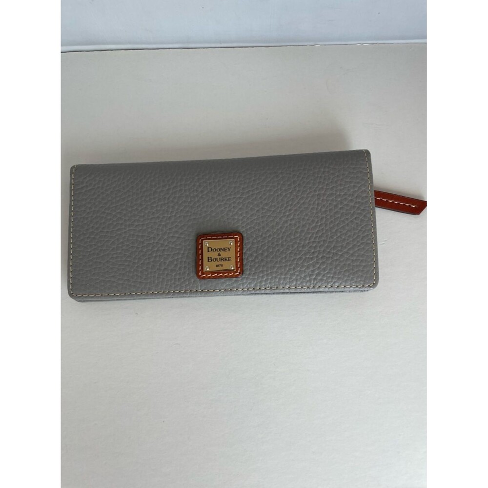 Dooney & Bourke Slim Wallet Pebble Grain Gray Leather